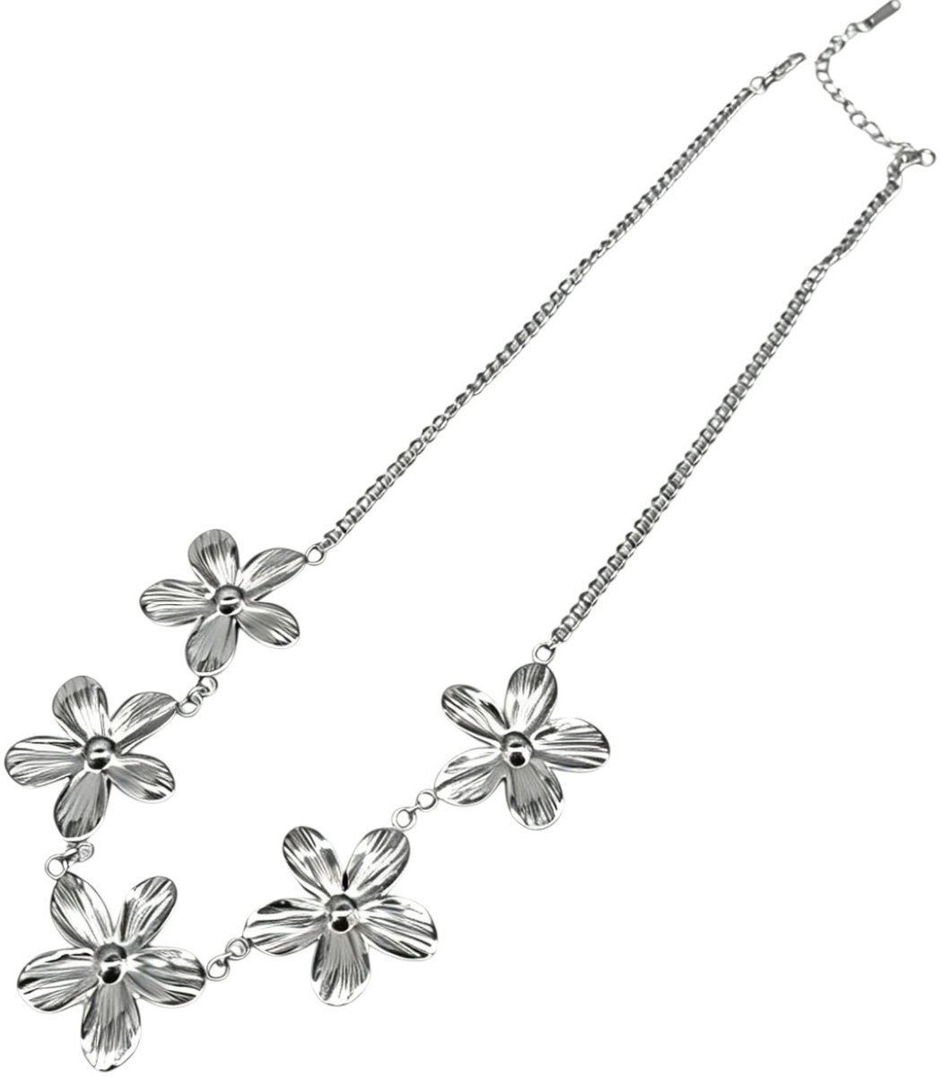 G-C15.1 N2616-047S S. Steel Necklace Flowers 40-45cm