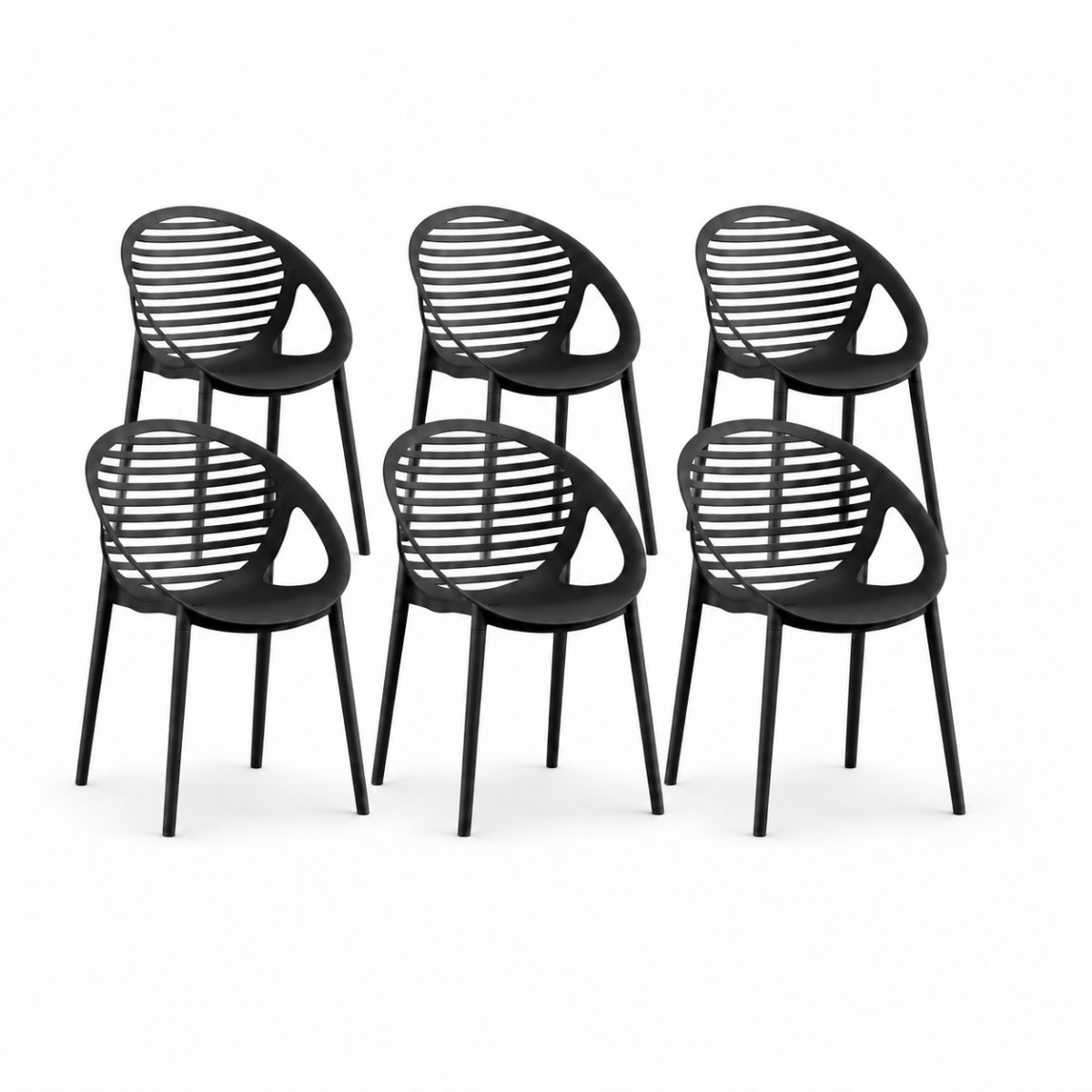 DS4U® - Stijn tuinstoel - Set van 6 - Zwart - Kunststof - Stapelbaar