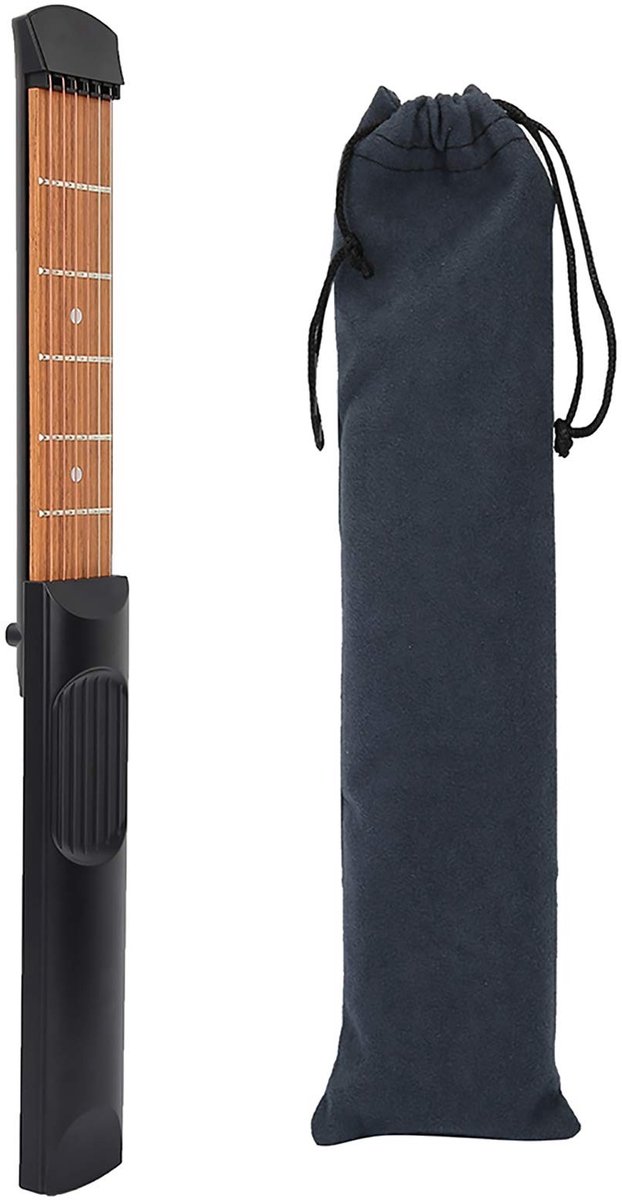 Dailygoods- Tasgitaar Draagbaar - Miniatuur Gitaar - Oefengereedschap - Accordtrainer - Verstelbare Snaren - Inclusief Draagtas - 6 Frets - Mini Gitaar