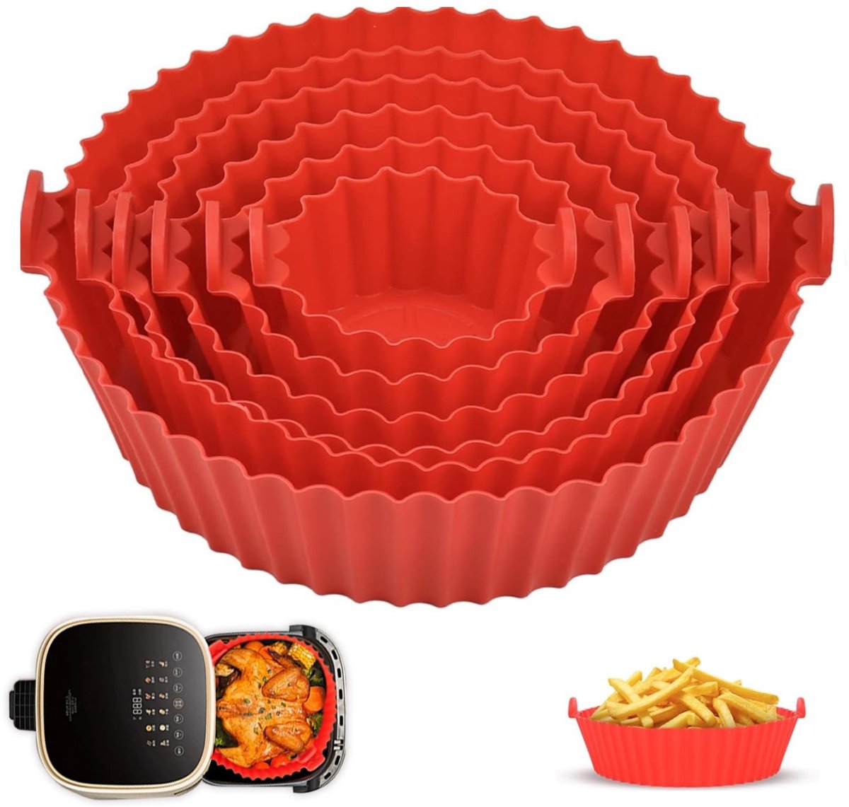 Dailygoods- Siliconen Bakvorm - 6 Stuks - Hittebestendig tot 240 °C - Geschikt voor Airfryer/Oven/Magnetron - BPA-vrij - Flexibel en Vaatwasmachinebestendig