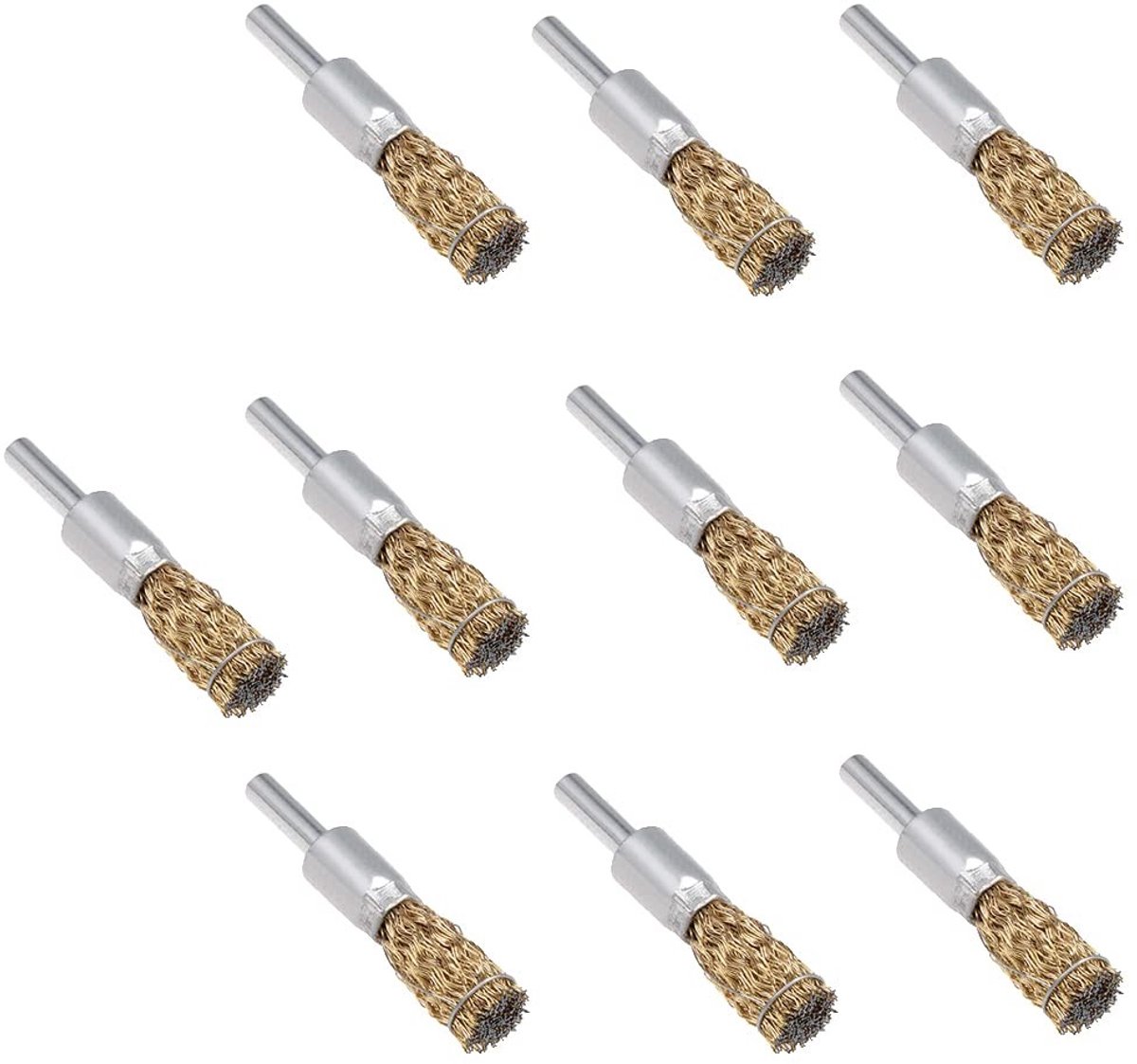 Dailygoods- Draadwielborstels Set van 10 - Roestvrij Staal - Voor Boormachine - Polijsten/Schoonmaken - Schroefrob 6mm - Corrosiebestendig - Borstelset