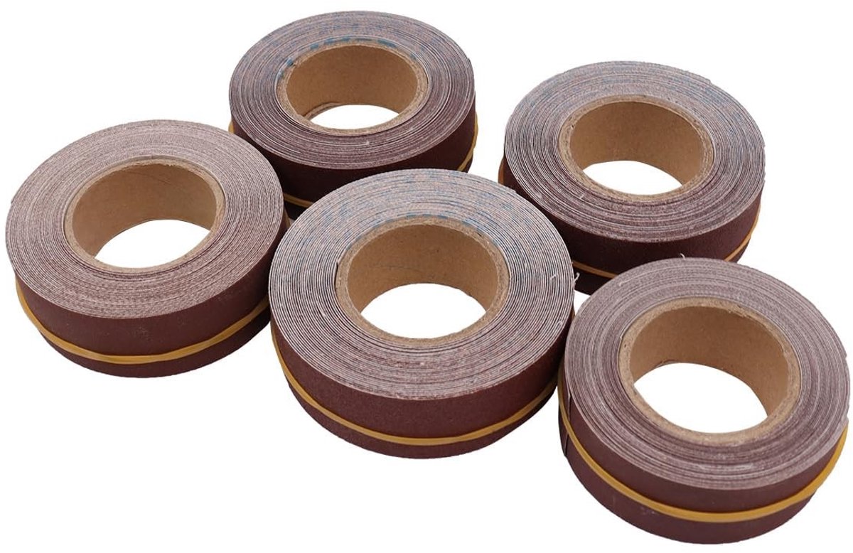 Dailygoods- Schuurpapierrol 6 Meter - Korrel 150/240/320/400/600 - Vijf Rollen - Nylonweefsel - Fijn Slijpen - 532 Gram - Schuurband
