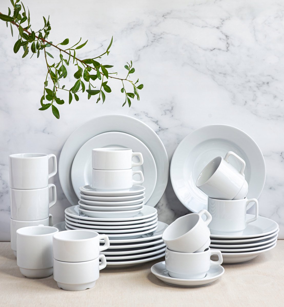 Lubiana Corona Wit Porseleinen Servies voor 18 Personen - 108 Delig