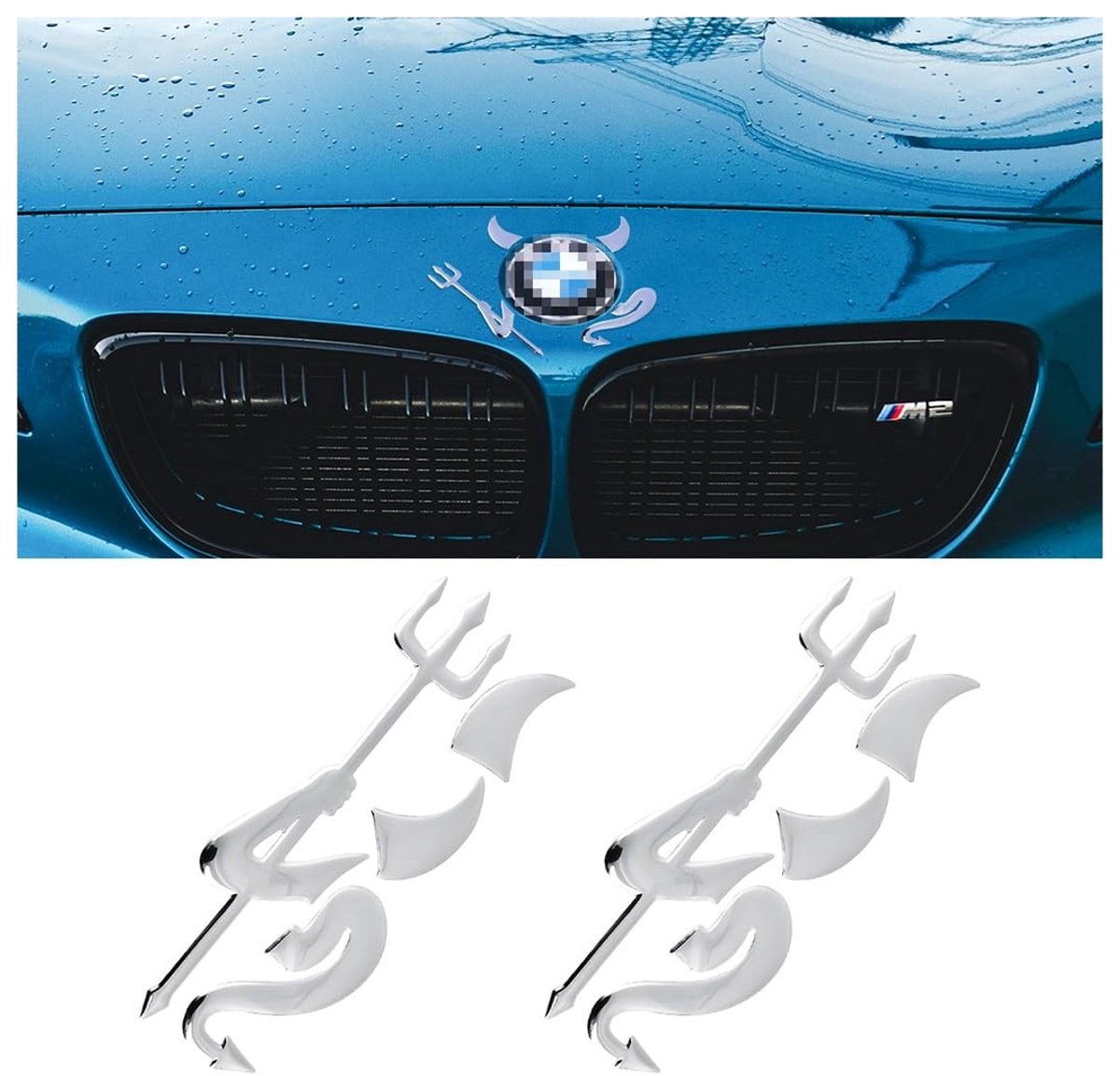 JHUBERS- Embleem 3D Waterdichte Sticker - 2-Pack - Auto Stickers - Duivel/Devil - Carrosseriedecoratie - PVC-Coating - Autosticker