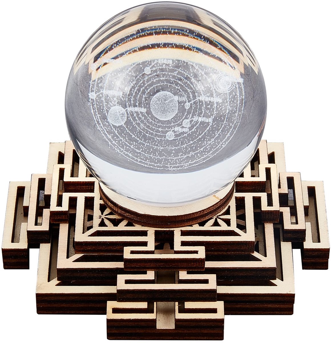 JHUBERS - Geometrie Crystal Sphere Display Stand - Houten Rack - Decoratie - Kristallen Bal Houder - Meditatie Chakra Kunst - Spirituele Geschenken