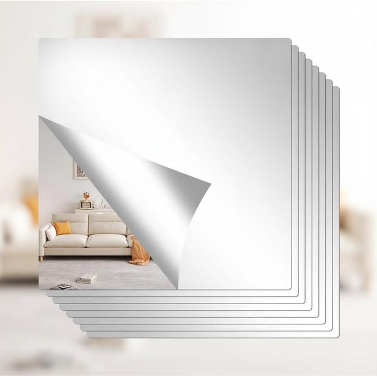 Maison Elara 8 Acryl Spiegel Stickers - Spiegel Tegels - 20 x 20 cm - Zelfklevende Spiegel Film - Wand Spiegel - Kleine Spiegel voor Plakken - Hechting Spiegel voor Kast - Badkamer - Slaapkamer