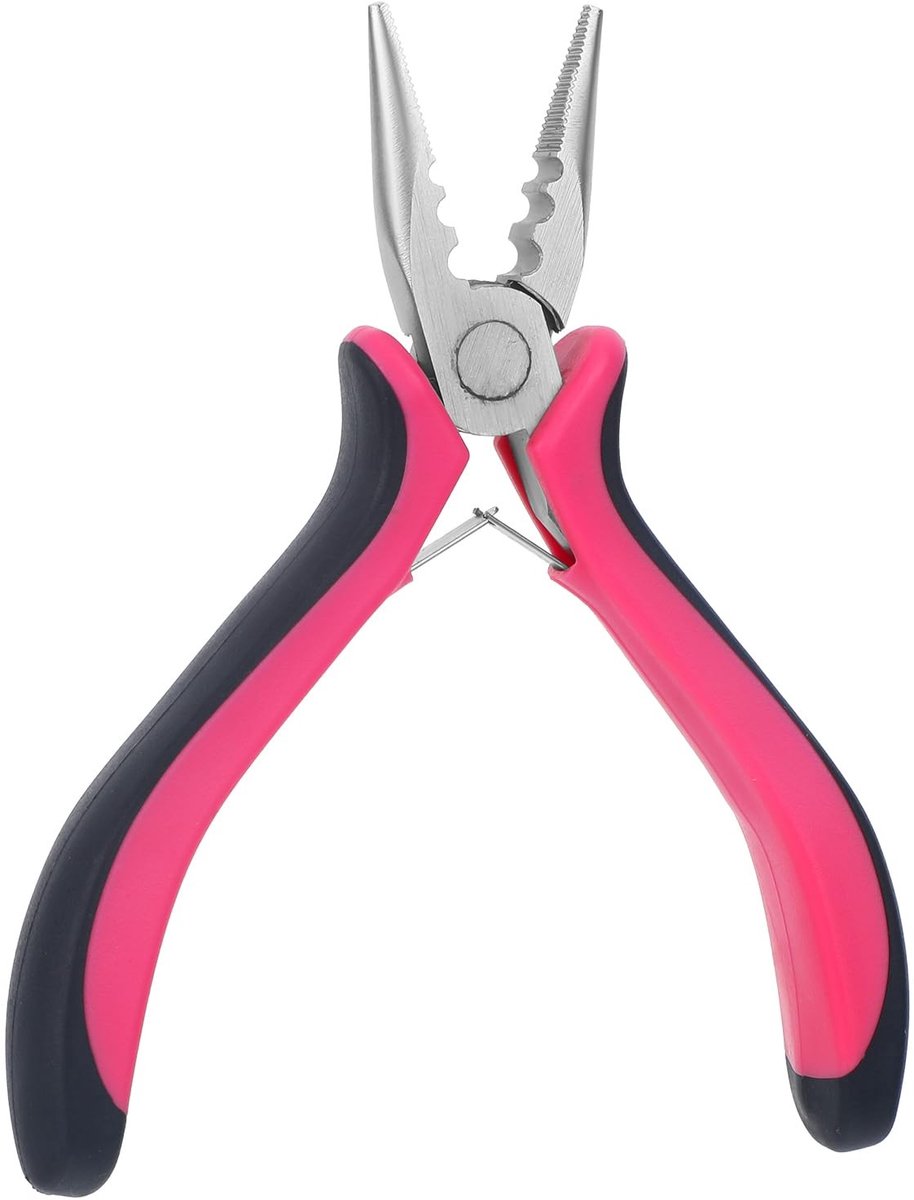 BRENZOOS- Haarextensies Tang - Professionele Multifunctionele Tang - Micro Ring Tang - Houten Handvat - Inclusief Haak - 12 cm Lang - Haarextensie