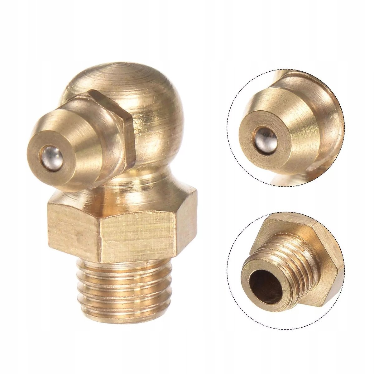Messing Nipl 90 Graden M6x1 - Hoek Smeernippel