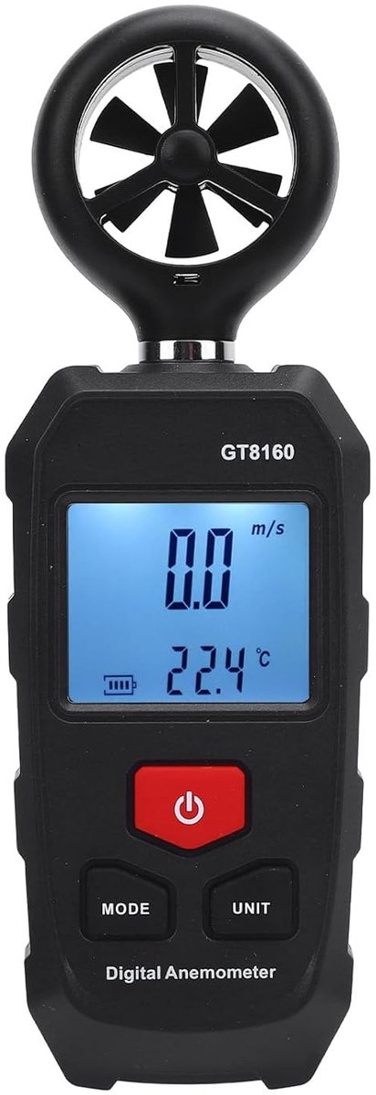 Digitale Windsnelheidsmeter - Weer Apparaat - Buiten Activiteiten - 6 Meet Eenheden - 0-30 m/s - Zwart — afbeelding 3