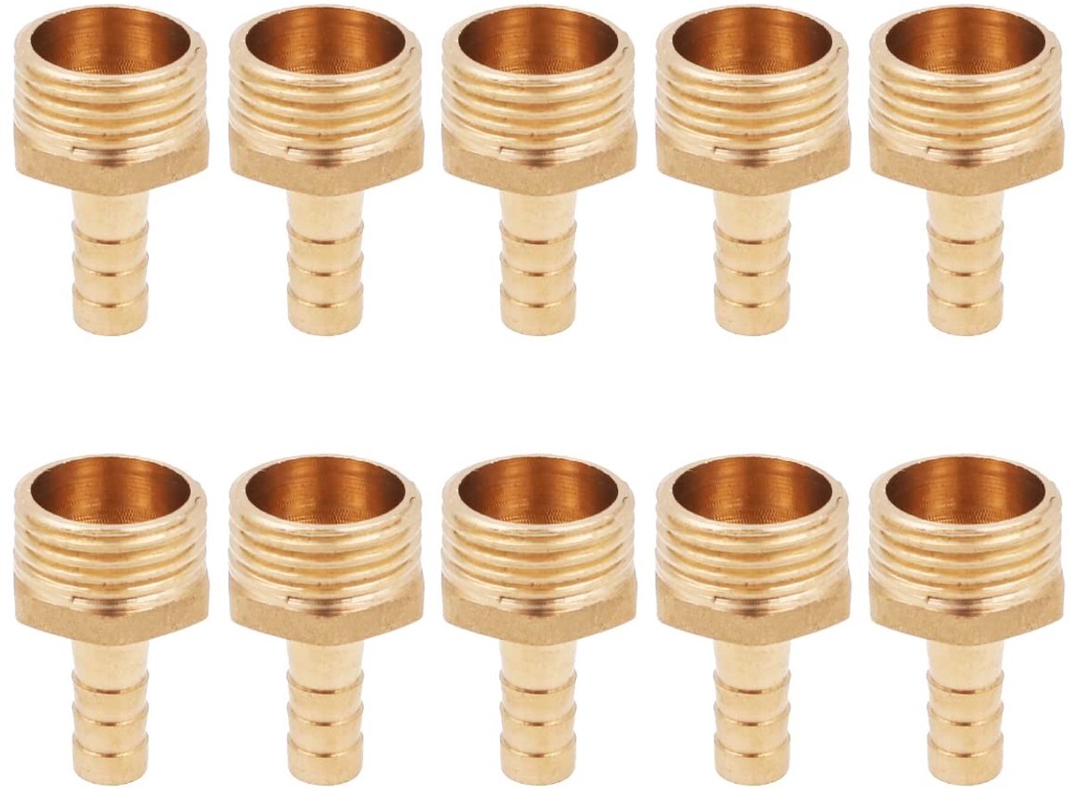 LIVIA HOME - Slang Pijp Connector - Messing Adapter - 1/2 Inch - Slang Nozzle - Tuin en Zwembad - 10 Stuks