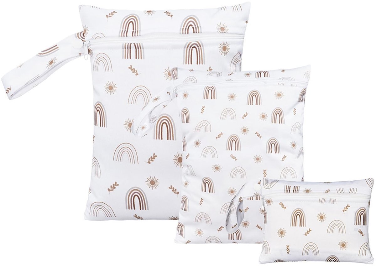 LIVIA HOME- Wetbag Set - Waterdichte Luiertas - Herbruikbare Natte Tas - 3 Maten - Polyester - Geschikt voor Kamperen/Zwemmen - Opbergzak