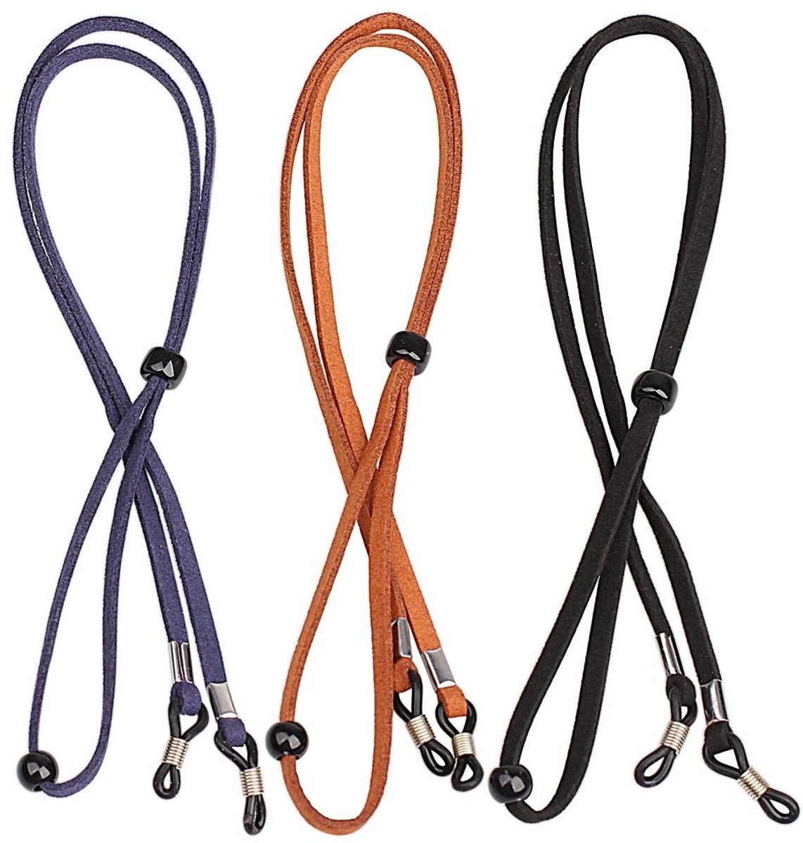 SMOAKEZ- Brilband 3 Stuks - Verstelbare Brillenketting - PU Lederen Brilkoord - Antislipringen - Duurzaam - Lengte 67 cm
