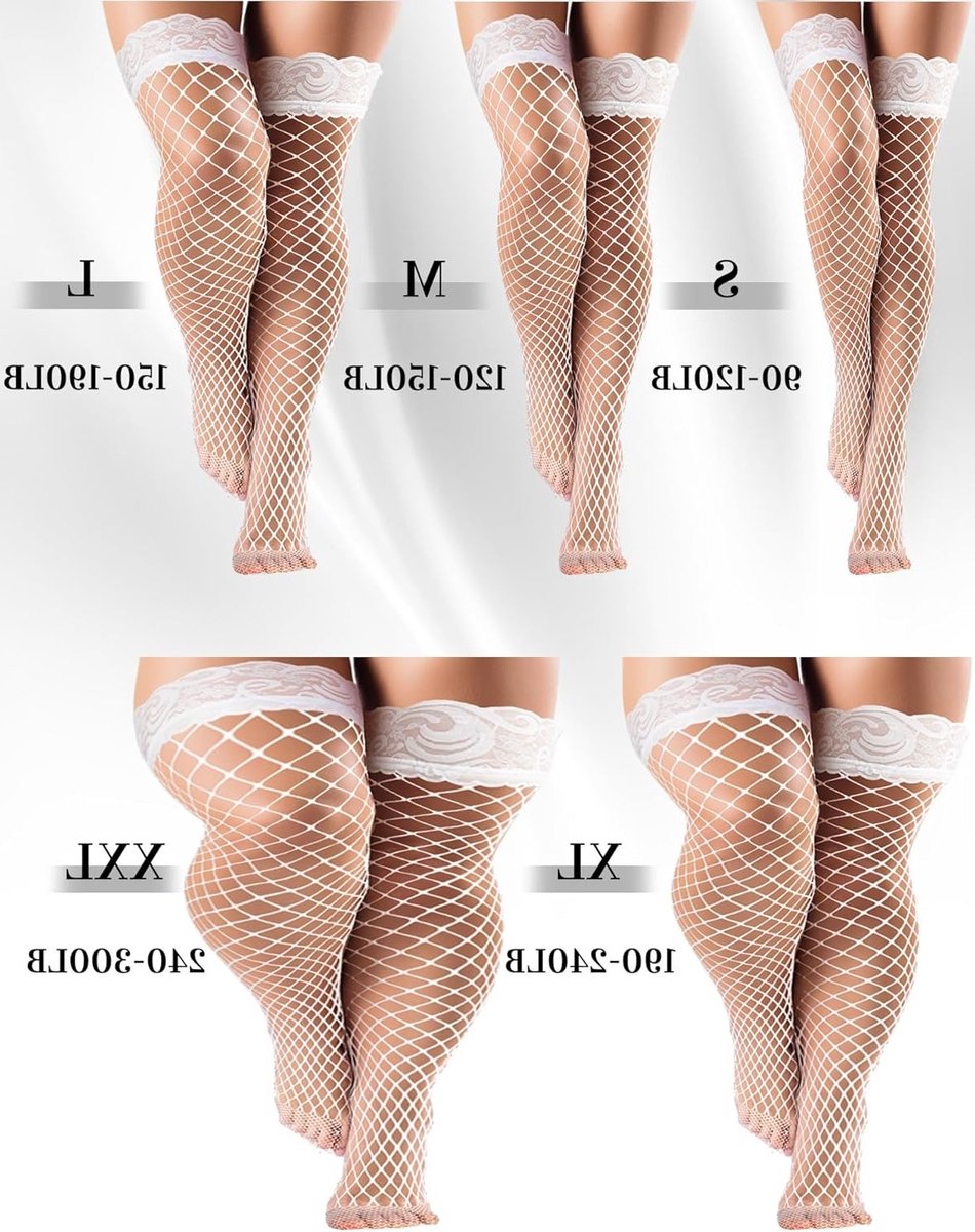 4 Paar Dames Halterloze Visnet Kousen, Kanten Kousen, Hoge Dameskousen voor Elegante Outfits