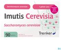 Doosje "Imutis Cerevisia" 90 capsules. Wit met roze cirkel "Nieuwe naam, zelfde effectiviteit".