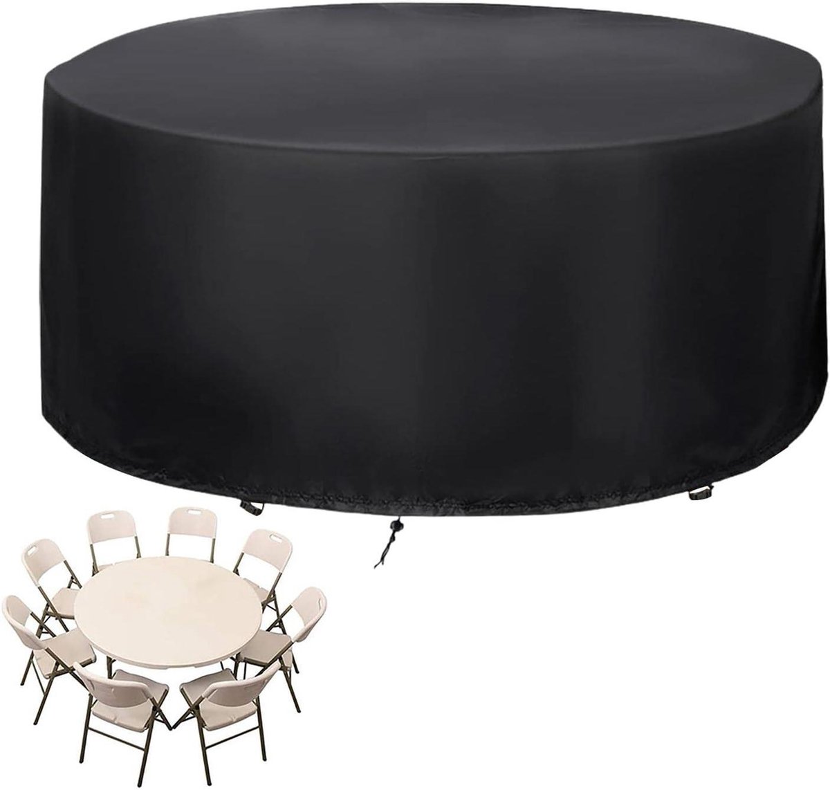 Ronde meubelhoes - Beschermhoes tafel - Buitenmeubels beschermen - Waterdicht UV-bestendig - 91 cm - Zwart