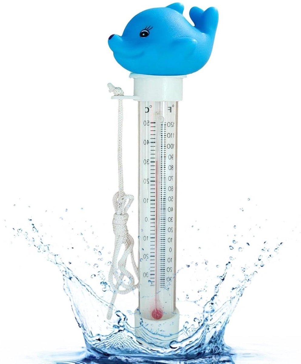Zwembadtemperatuurmeter - Water thermometer - Water temperatuur meten - Drijvend cartoon ontwerp - 20 cm - Dolfijn