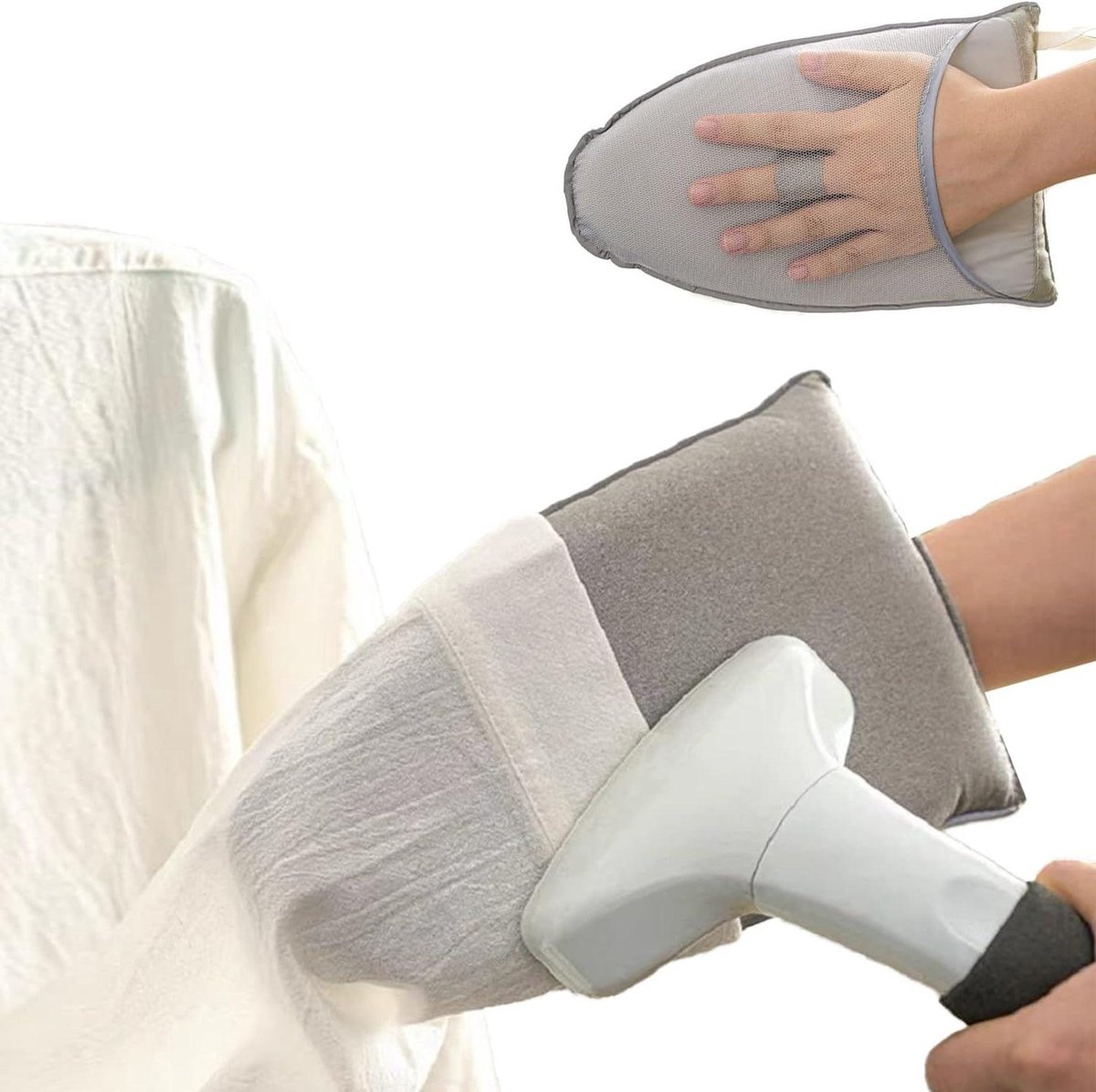 Strijkhandsschoen - Stoomhandschoen - Kleding Strijken - Warmte isolerend - 22.5 x 15 cm - Grijs