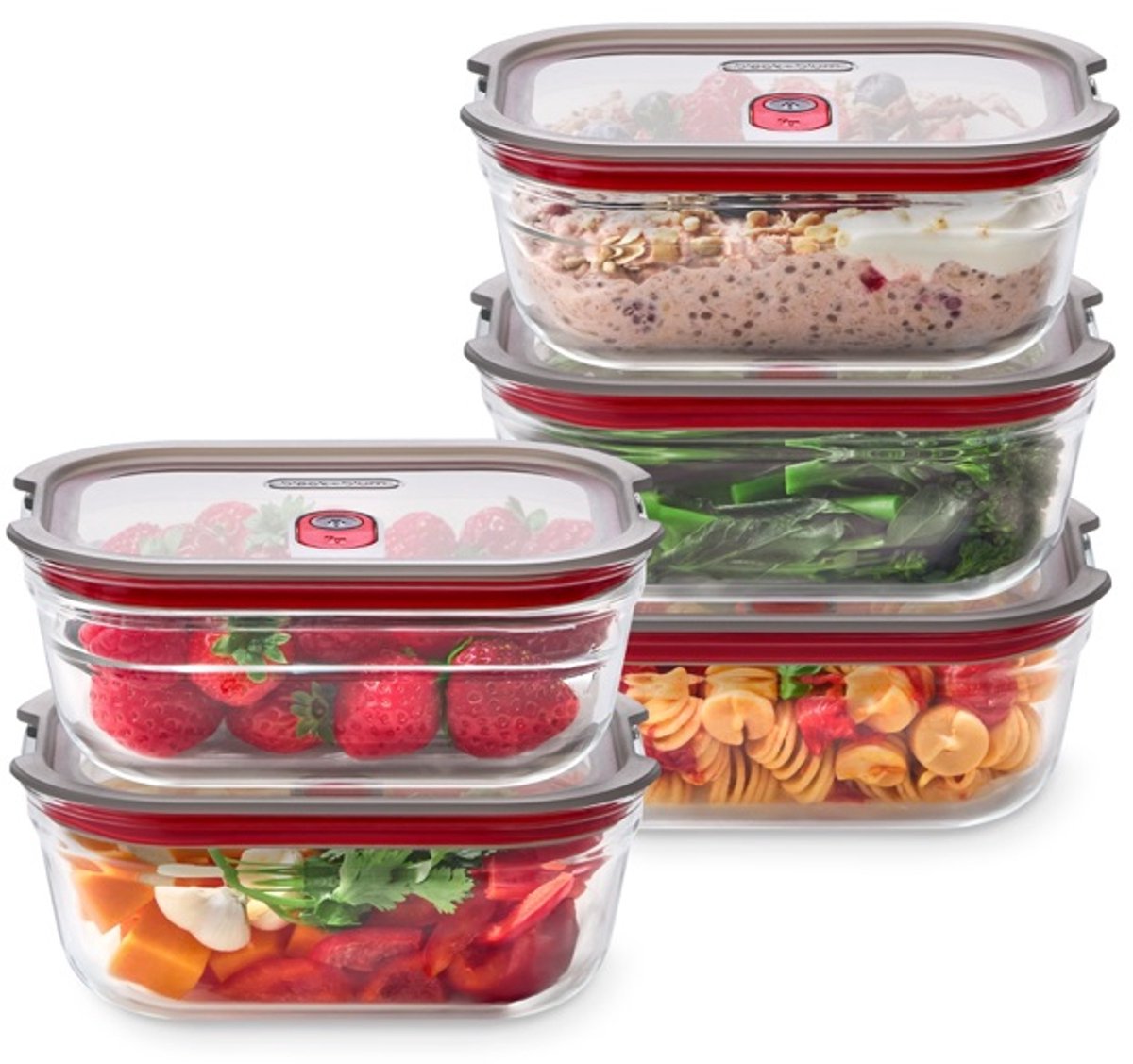 BLACK + BLUM Stack + Nest Meal Prep Vershoudbakjes Glas - 600ml - set van 5