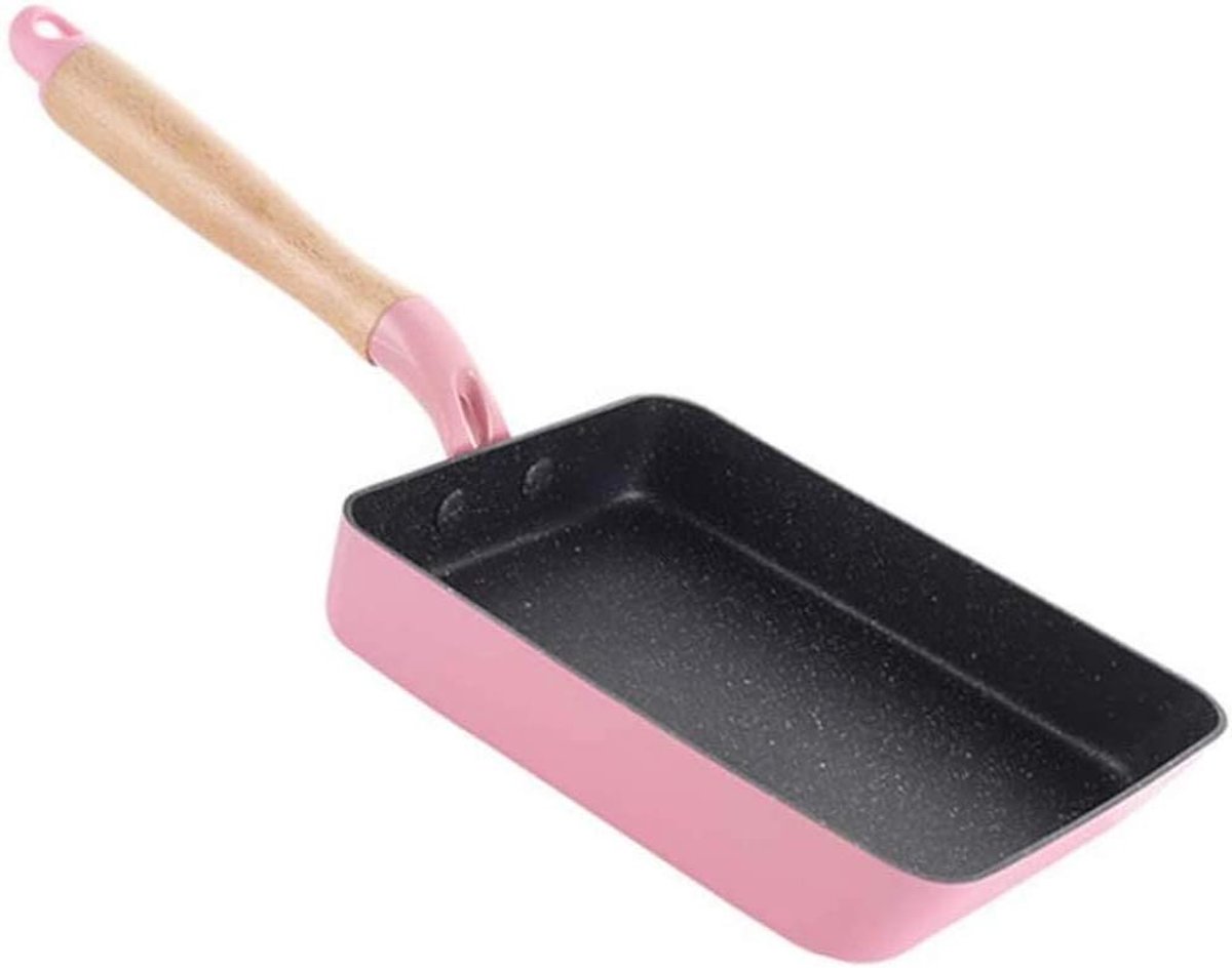 Koekenpan Non-stick Omelet Pan Ontbijt Maken Uniek Hoekontwerp 18 x 13 cm Roze