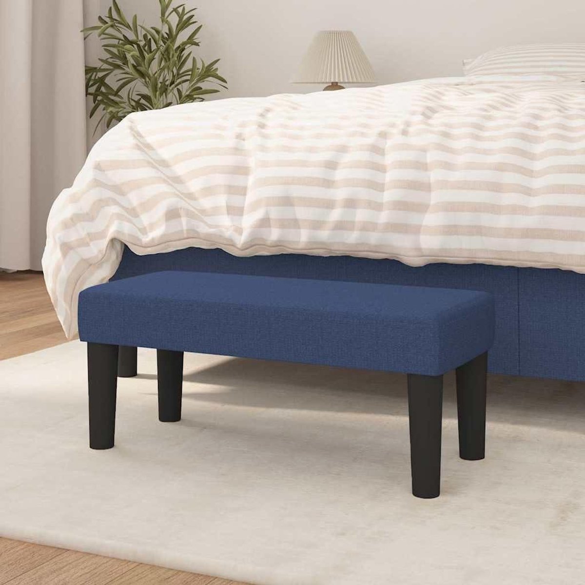 Zitbank - Bankje poef - Extra zitplaats - Duurzame stof - 70 x 30 x 30 cm - Blauw