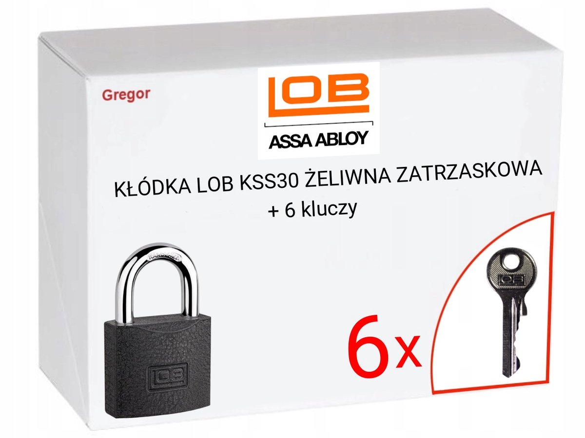 LOB KSS30 Gietijzeren Hangslot met 6 Sleutels