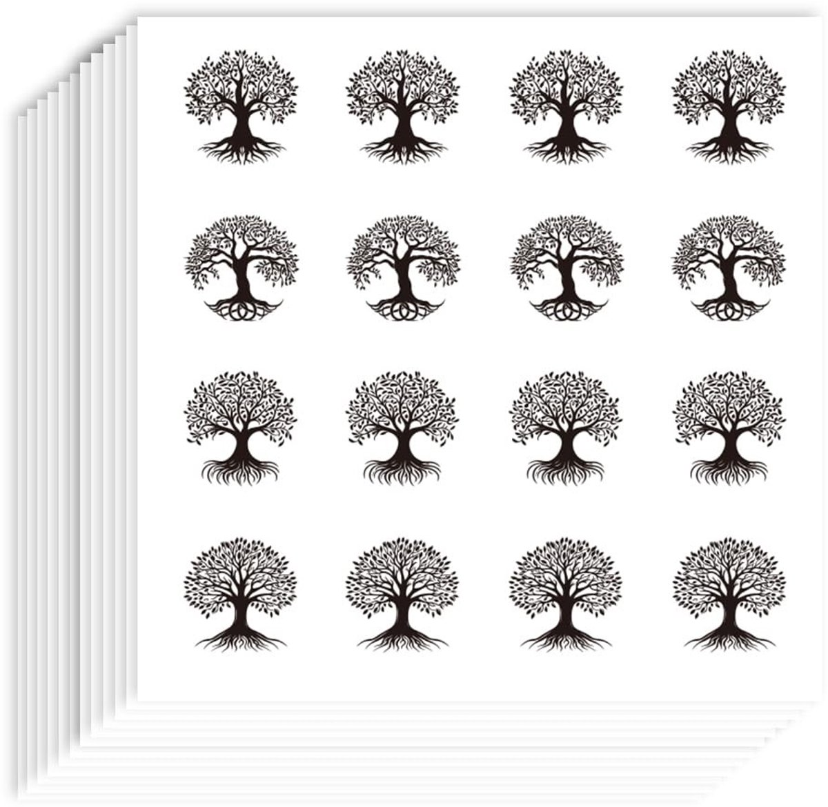Dailygoods- Levensboomstickers 192 stuks - Decoratieve Stickers - PVC Stickers - Plakboek Stickers - Mystieke Boomstickers - Afmeting 150 mm