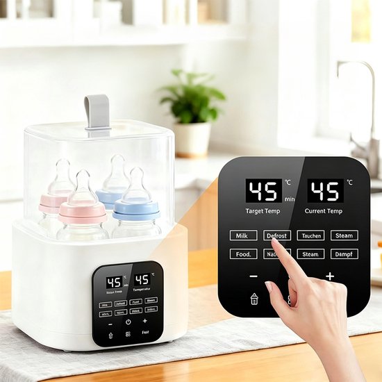 2-in-1 flessenwarmer en sterilisator - Multifunctionele flessenwarmer met grote capaciteit - Met digitaal display en temperatuurregeling - Inclusief afstandsbediening - Europese standaardstekker (220V) - Wit — afbeelding 2