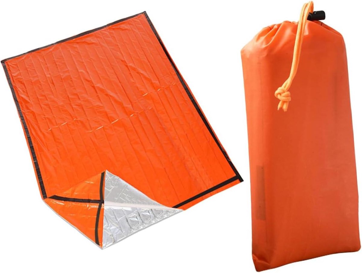 Nood Slaapzak - Bivakzak Overlevingsdeken - Buiten Activiteiten - Houdt Warmte Vast - 153x213cm - Oranje
