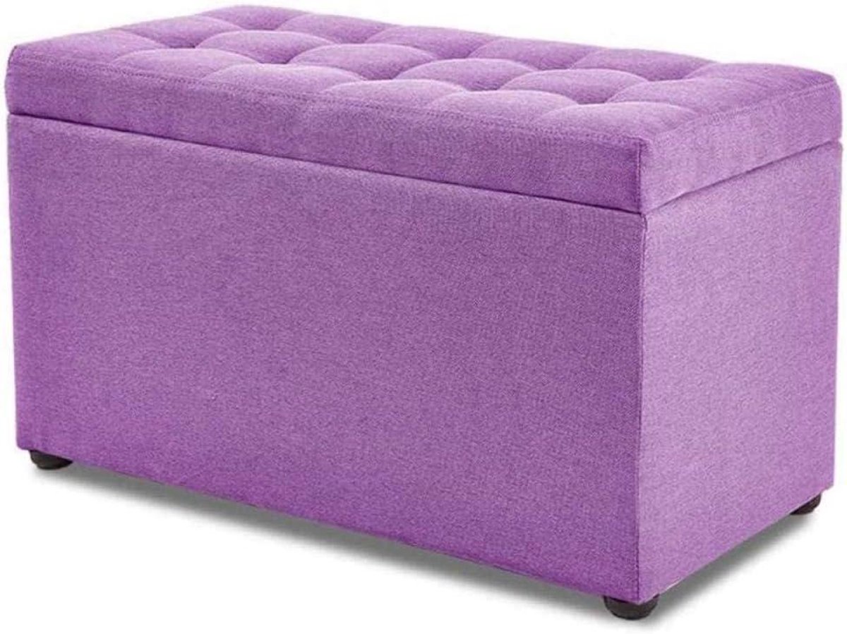Opbergkruk - Voetenbank poef - Rommel opruimen - Met anti-slip pad - 60 x 30 x 35 cm - Paars
