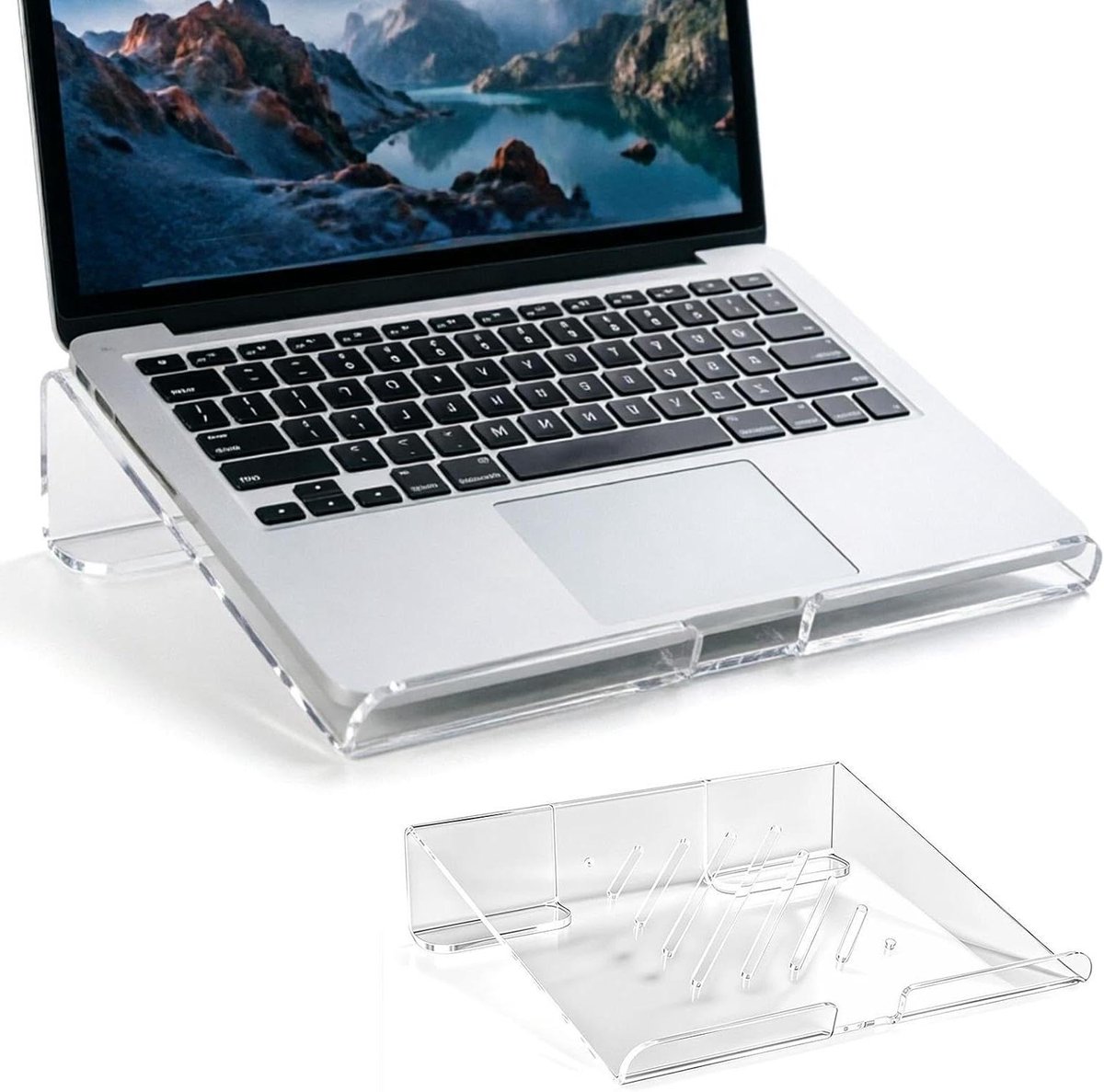 Laptopverhoging Acryl - Verhoger Bureau - Ergonomisch Werken - Voorkomt Oververhitting - 11-17 inch - Transparant