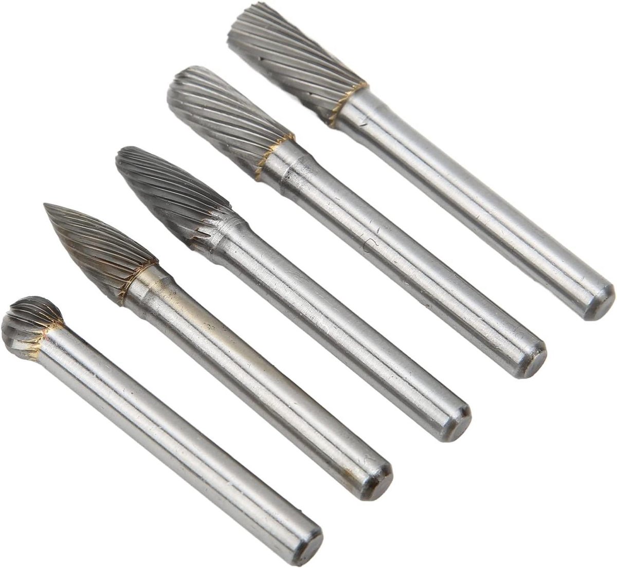 Stiftslijperbits Set - Hardmetalen Bramen - Metaal Bewerken - Wolfraamcarbide HRC70 - 5 Delig 6mm - Metaalkleur