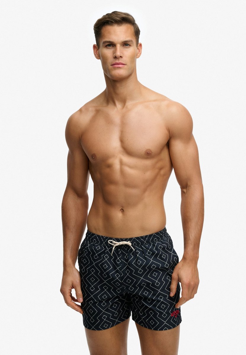 Superdry Premium Bedrukte 15-inch Zwemshort Heren Zwembroeken Marineblauw