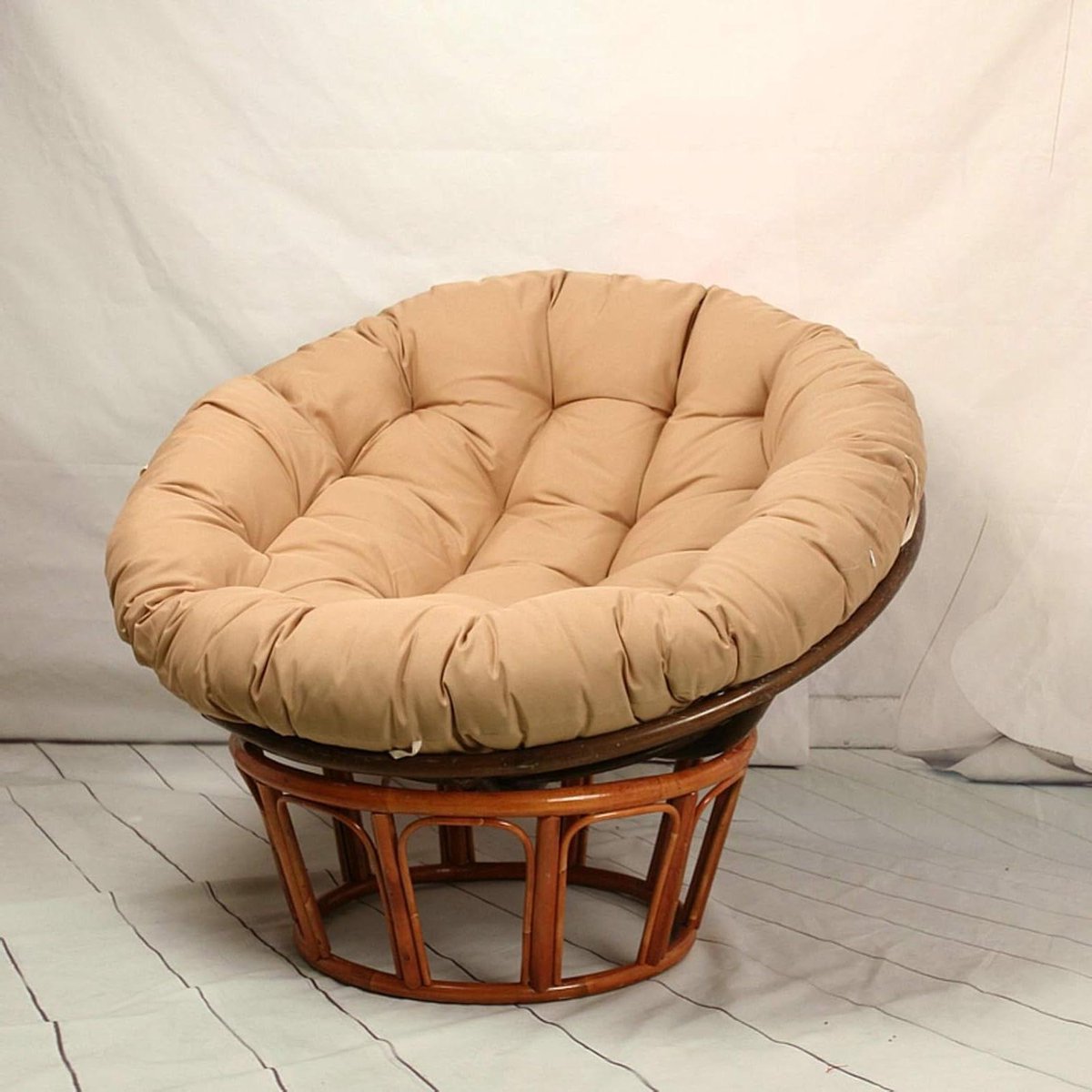 Rond Zitkussen - Stoel Pad - Comfortabel Zitten - Met Bevestigingsbanden - 105x105cm - Bruin