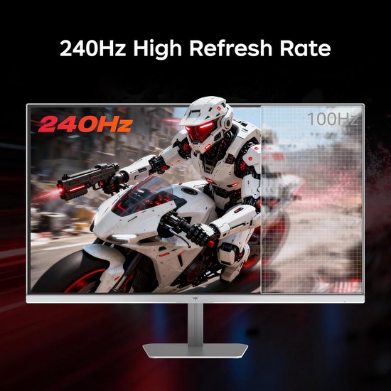 Gaming Monitor - Snelle Beeldscherm - Intensief Gamers - 240Hz IPS Paneel - 24 Inch - Wit — afbeelding 3