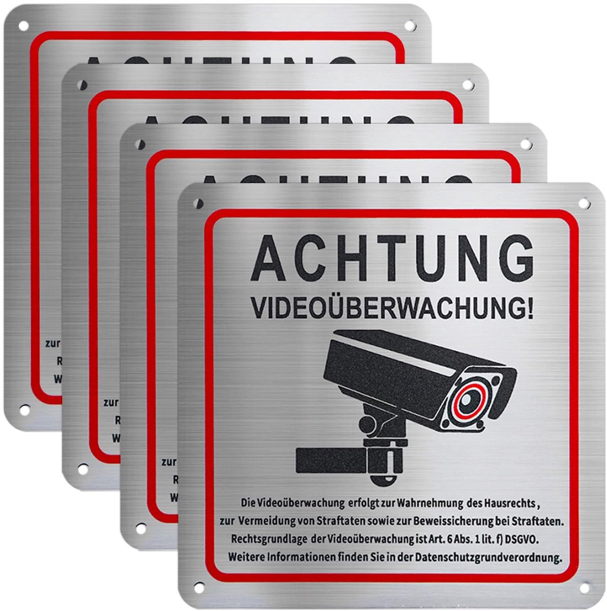 Dailygoods- Waarschuwingsbord Videobewaking - Aluminium - 15 x 15 cm - Weerbestendig - Krasbestendig - Duidelijke tekst "Let op dit gebied wordt video bewakt - Veiligheidsbord