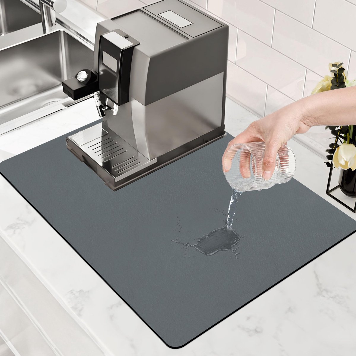 Dailygoods - Afdruipmat - Sneldrogend - Antislip onderlaag - Grijs - Keukenaccessoire - Perfect voor servies - Ideaal voor aanrecht