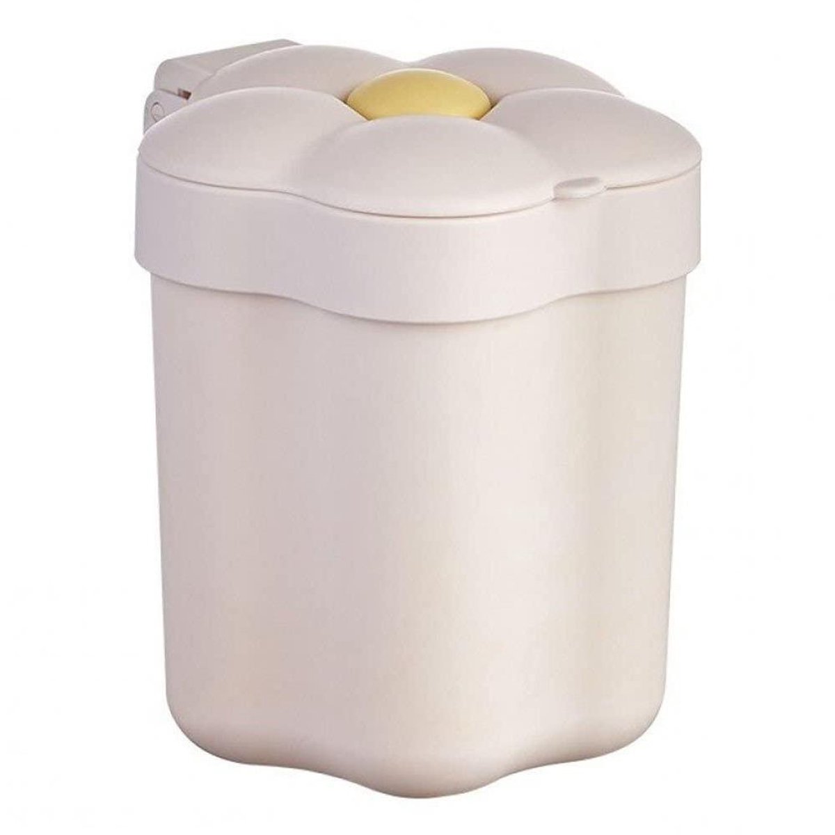 Mini Prullenbak - Bureau Afvalbak - Bureau Opruimen - Bloemvormig Deksel - 14.5 x 13 cm - Wit