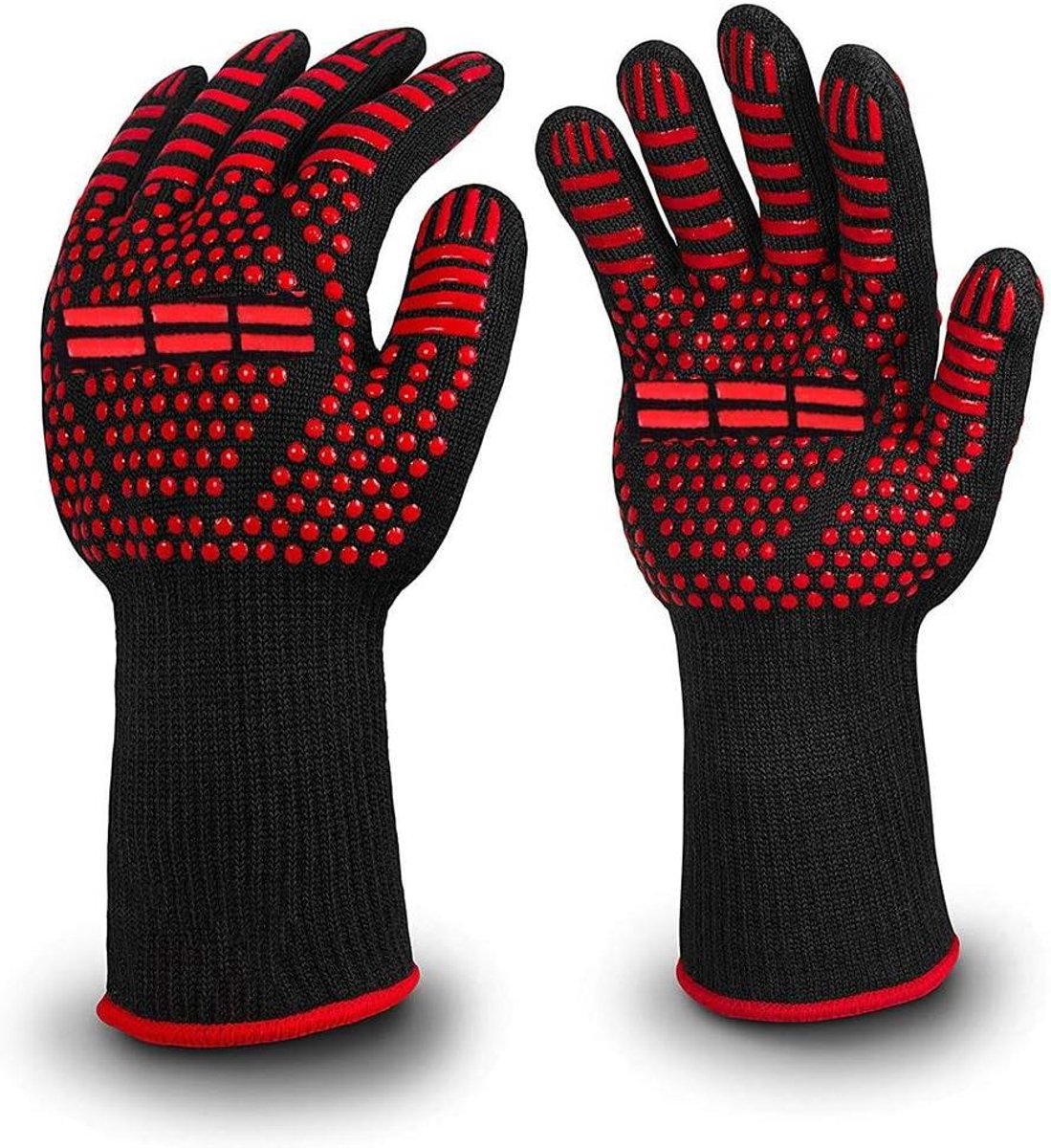 BBQ Grill Handschoenen - Hittebestendige Ovenwanten - Veilig Koken - Extreme Hitte Bescherming - 1 Paar - Rood
