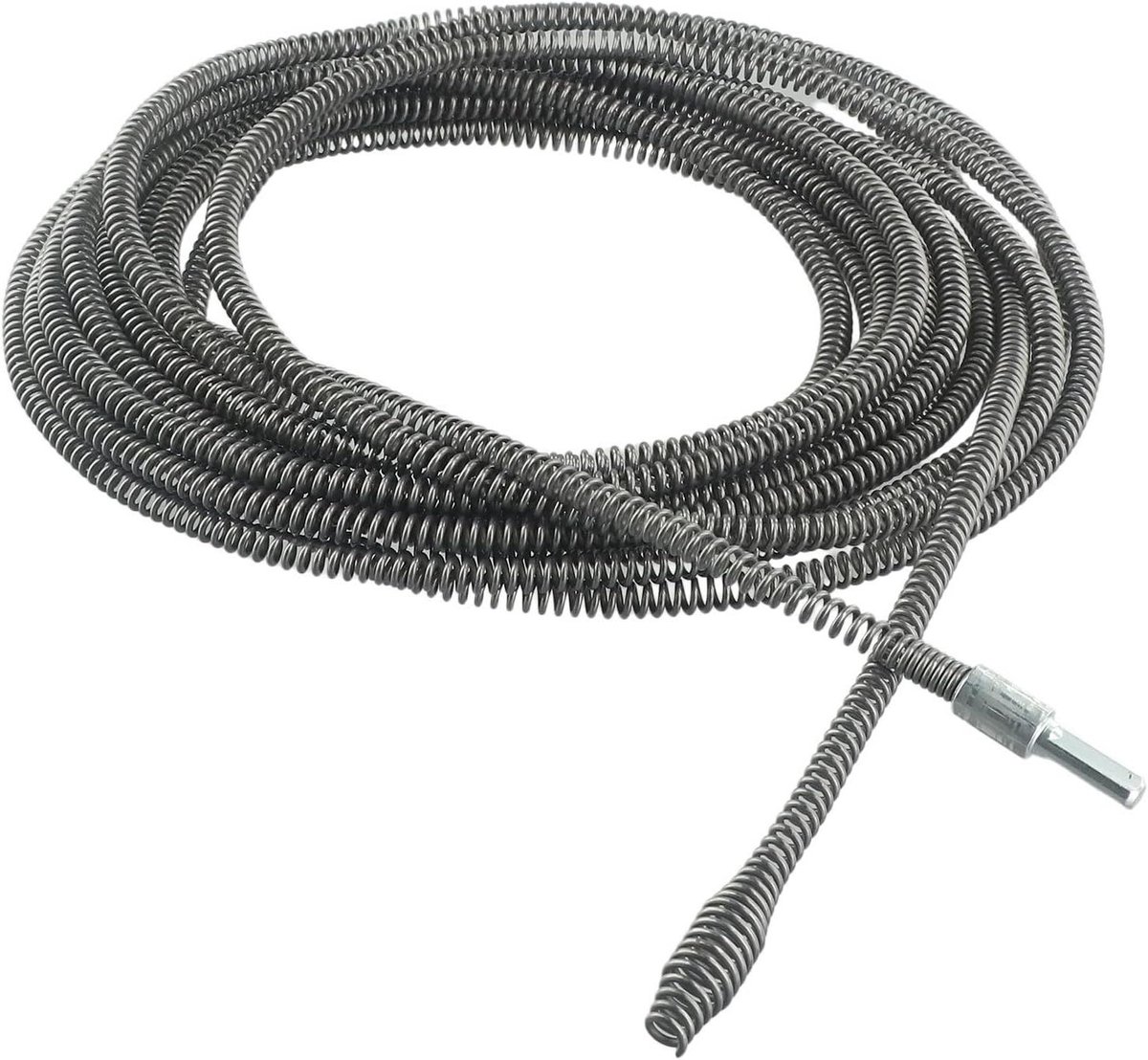 Elektrische buisreiniger - Afvoer ontstopper - Verstopte leidingen reinigen - Flexibele spiraalveer - 5 meter - Grijs