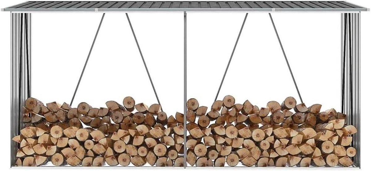 Metalen Tuinhuis - Opbergbox - Hout Opslaan - Verhoogd Bodemontwerp - 330 x 84 x 152 cm - Antraciet