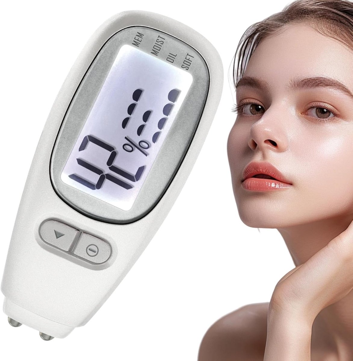 Digitale huiddetector - Huidanalysator met LCD-display, vocht- en talgmeting | Draagbare water- en olietester, diagnostische meter voor gezichtsverzorging en dagelijkse schoonheid