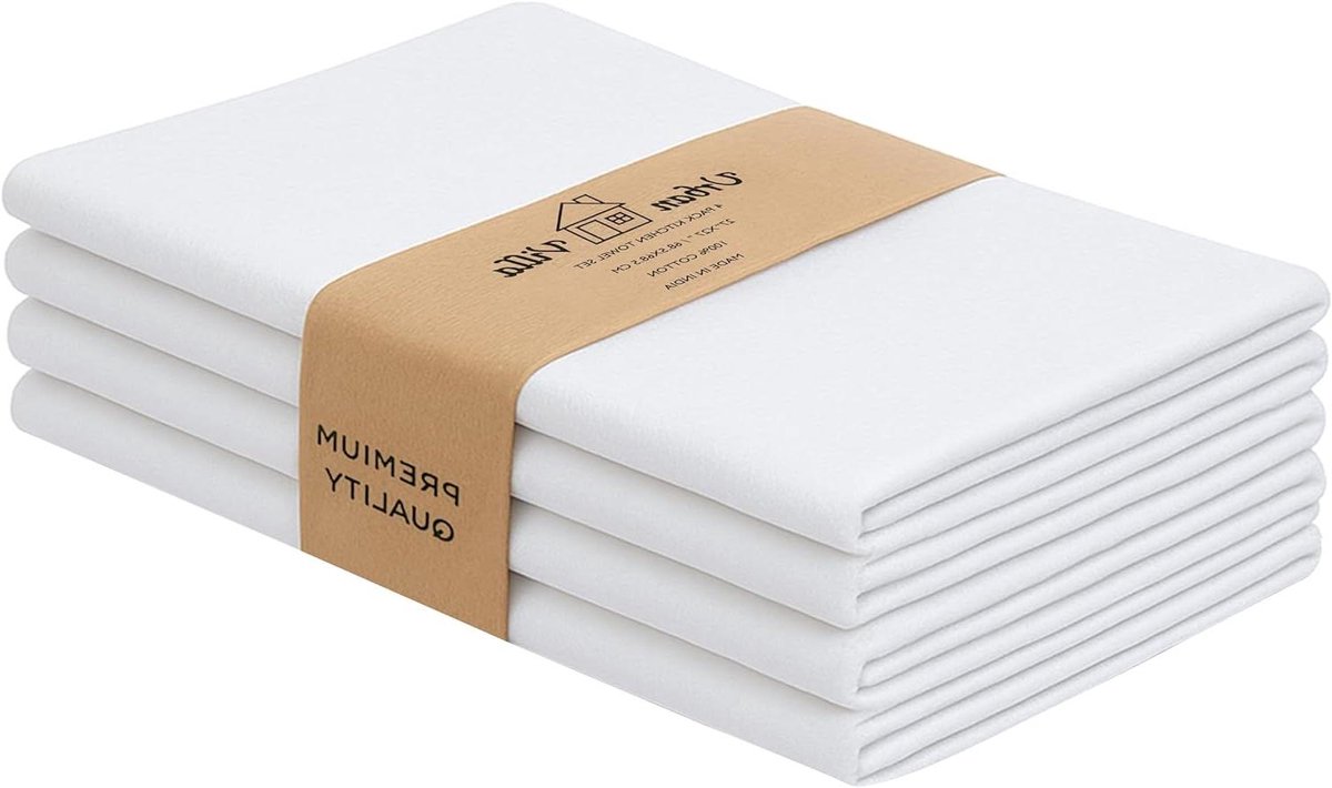 Keukendoeken Set - Theedoeken Katoen - Keukenwerk - Zeer Absorberend - 4 Stuks - Wit