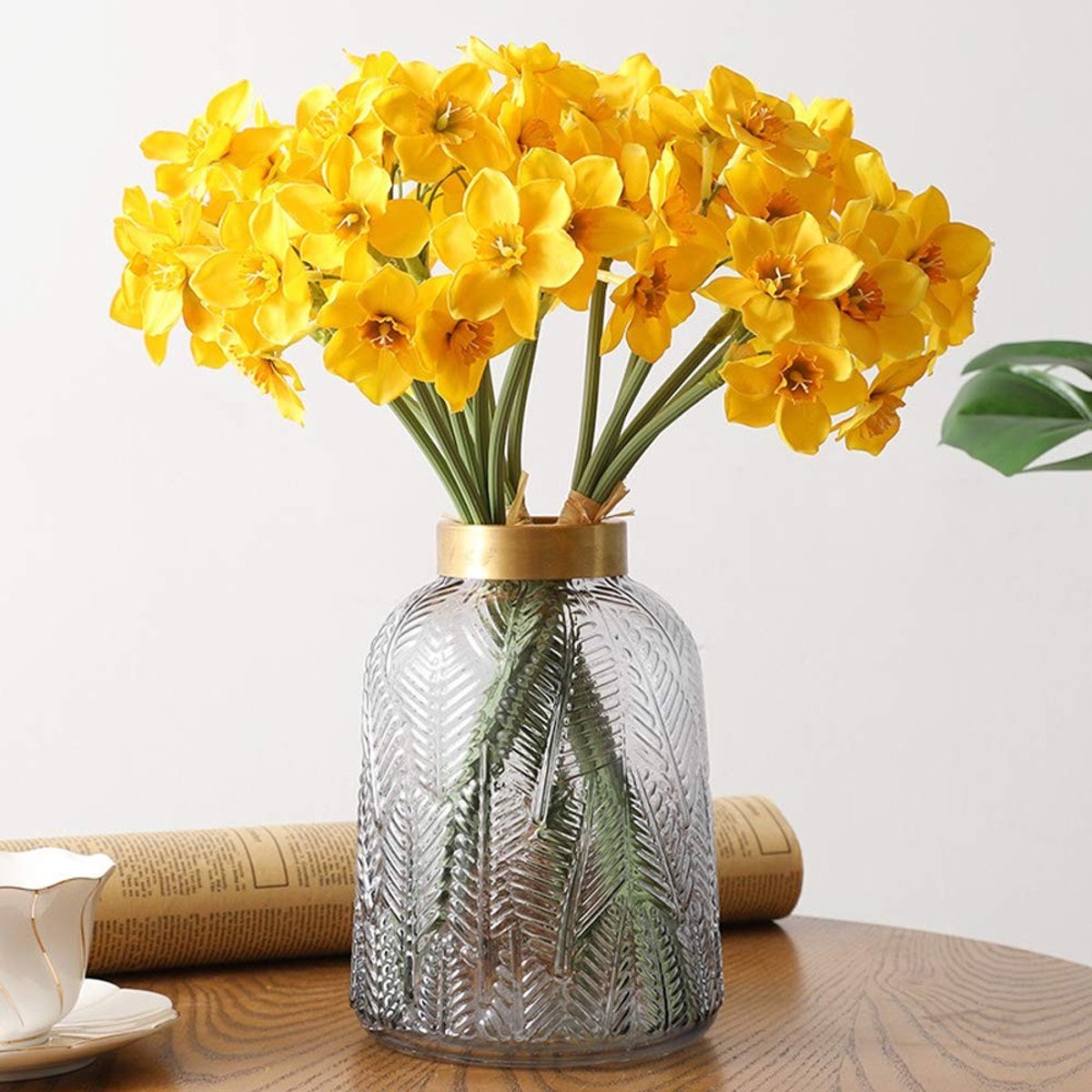 Dailygoods- Kunstbloemen 6 Stuks - Kunstmatige Narcissen - Bruidsboeket - Decoratie Binnen/Tuin - Onderhoudsvrij - Duurzaam - Nep Bloemen