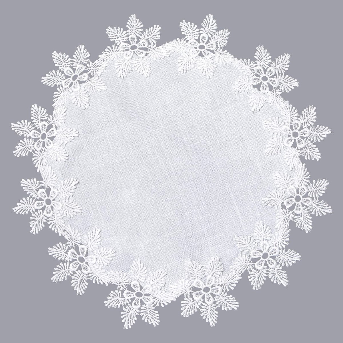 Dailygoods - Witte Linnen Ronde Doily met Kant Trim voor Tafel Decoratie