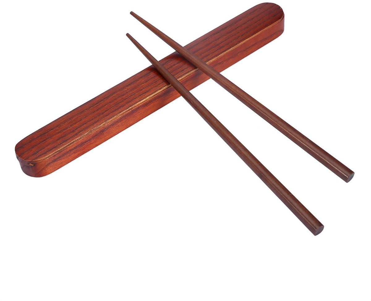 Dailygoods- Eetstokjes Houten Bestekset - Intrekbare Opbergdoos - Lichtgewicht - Japans/Koreaans Geïnspireerd - 25 × 2,8 × 1,8 cm - Veilig en Praktisch
