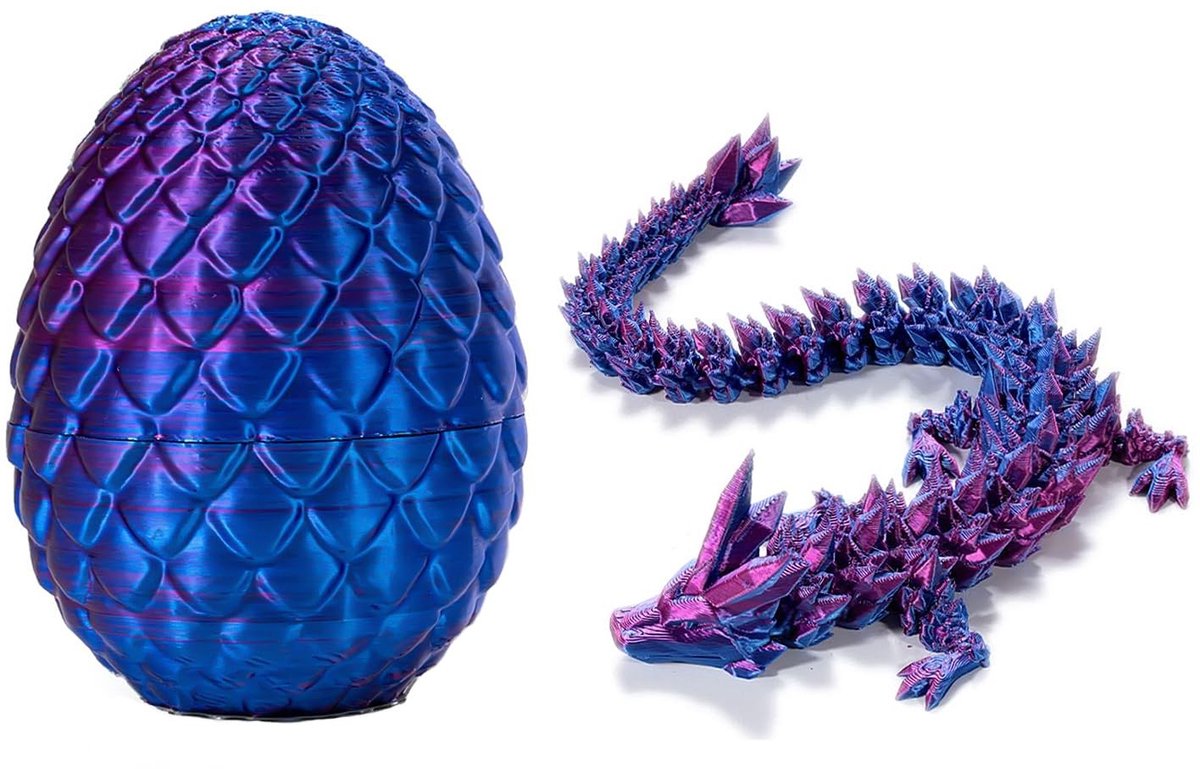 Dailygoods- Drakenspel 3D-geprint - Beweegbare Draak - Drakenei - Fantasy Speelgoed - Veilig PLA Materiaal - 30 cm Draak