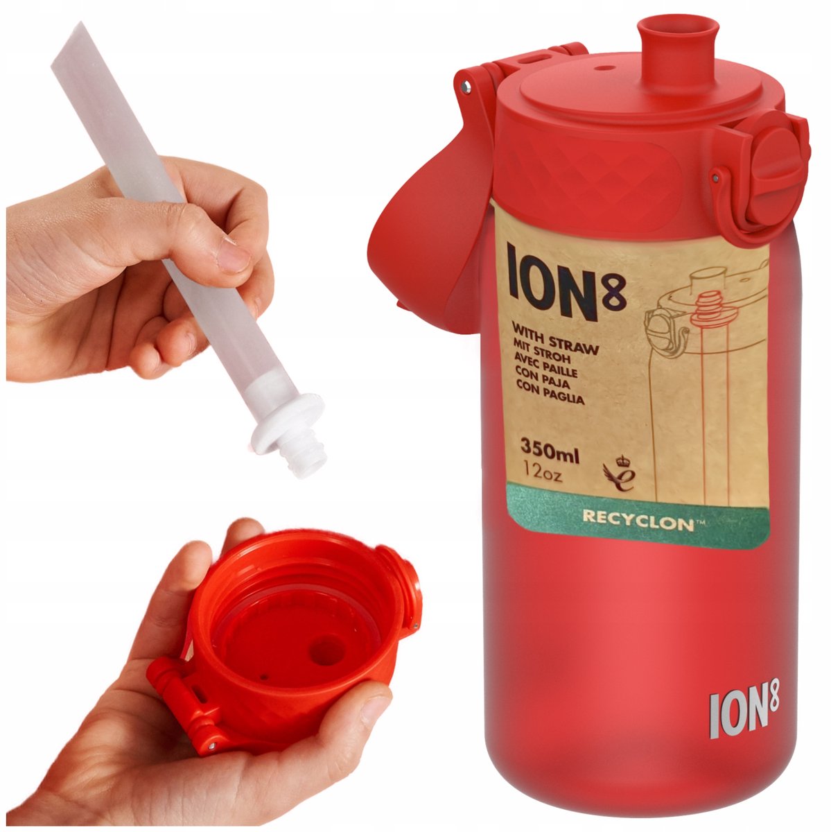 ION8 Bidon 350ml met Rietje - Lekvrij, BPA-vrij, Fitness Fles
