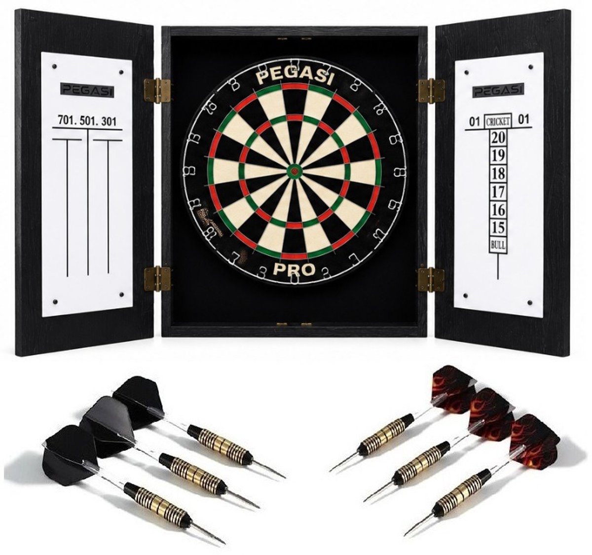 Pegasi dartbord cabinet set Black
