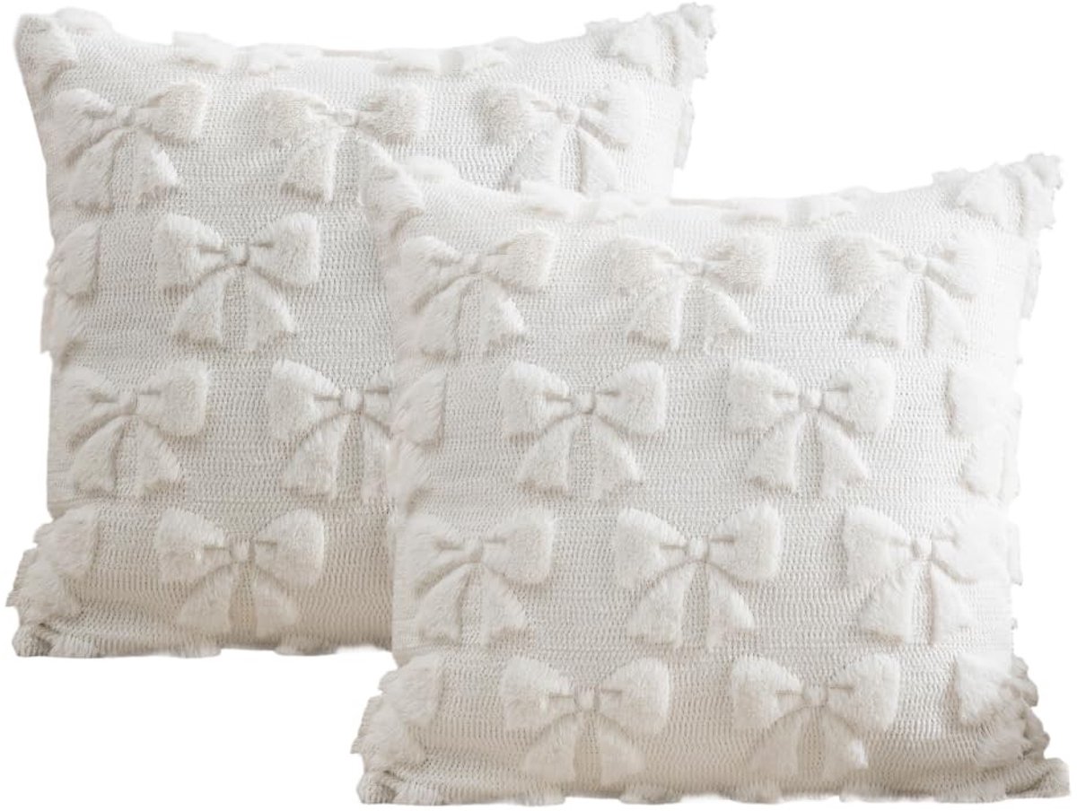 Dailygoods- Kussenslopen Set van 2 - Driedimensionaal Strikdesign - Onzichtbare Ritssluiting - Zachte Polyester - Ademend en Comfortabel - Kussenhoezen