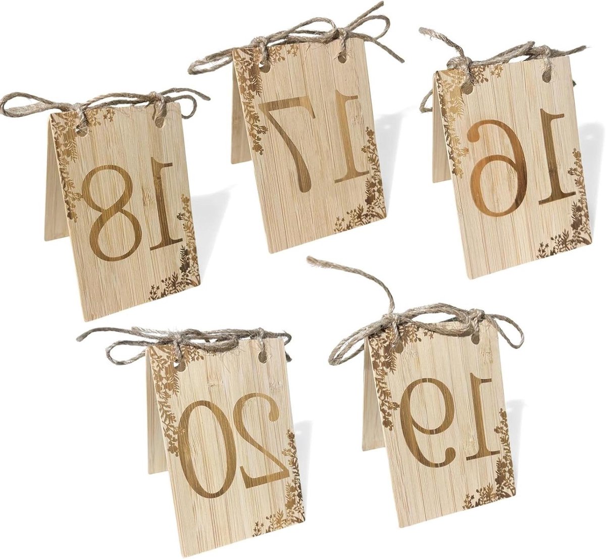 Tafelnummers Hout - Cijferkaarten Set - Evenementen Organiseren - Stabiele Constructie - 5 Stuks - Niet gespecificeerd